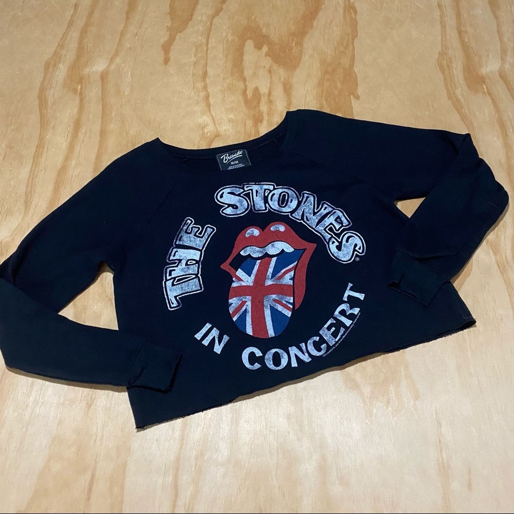 Bravado Long Sleeve Rolling Stones Graphic Crop Sweatshirt Size M